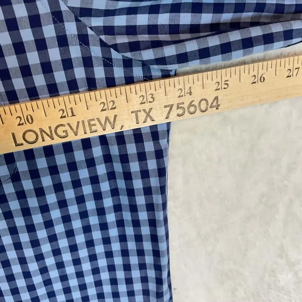 Tommy Hilfiger Men's Blue Gingham Slim Fit Long Sleeve Dress Shirt 16-16.5 34-35